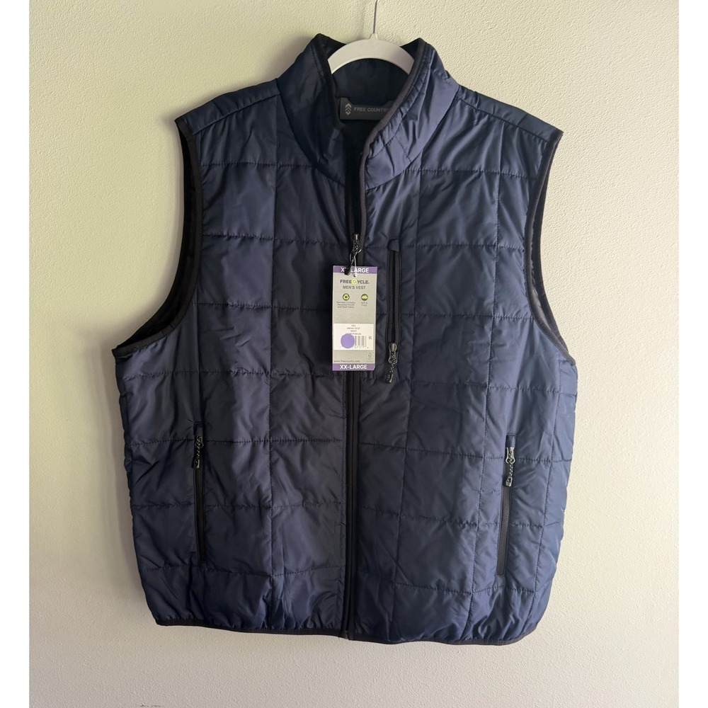 Free Country Puffer Vest Men XXL Dark Navy Blue Freecycle Quilted